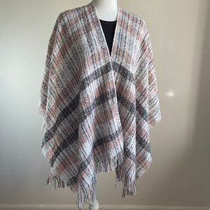 Marcus Adler Plaid Poncho Wrap Scarf